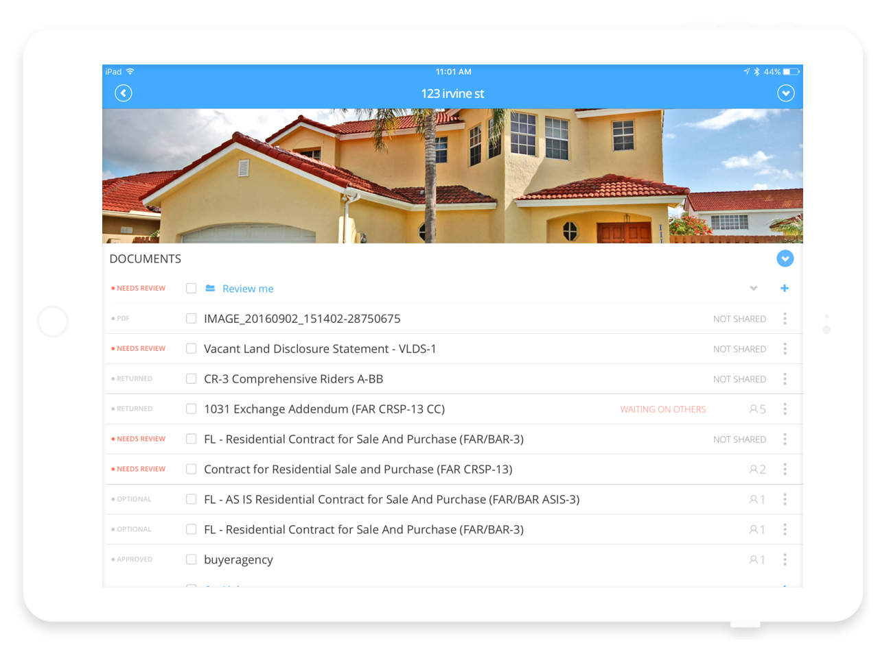 iPad with real estate documents