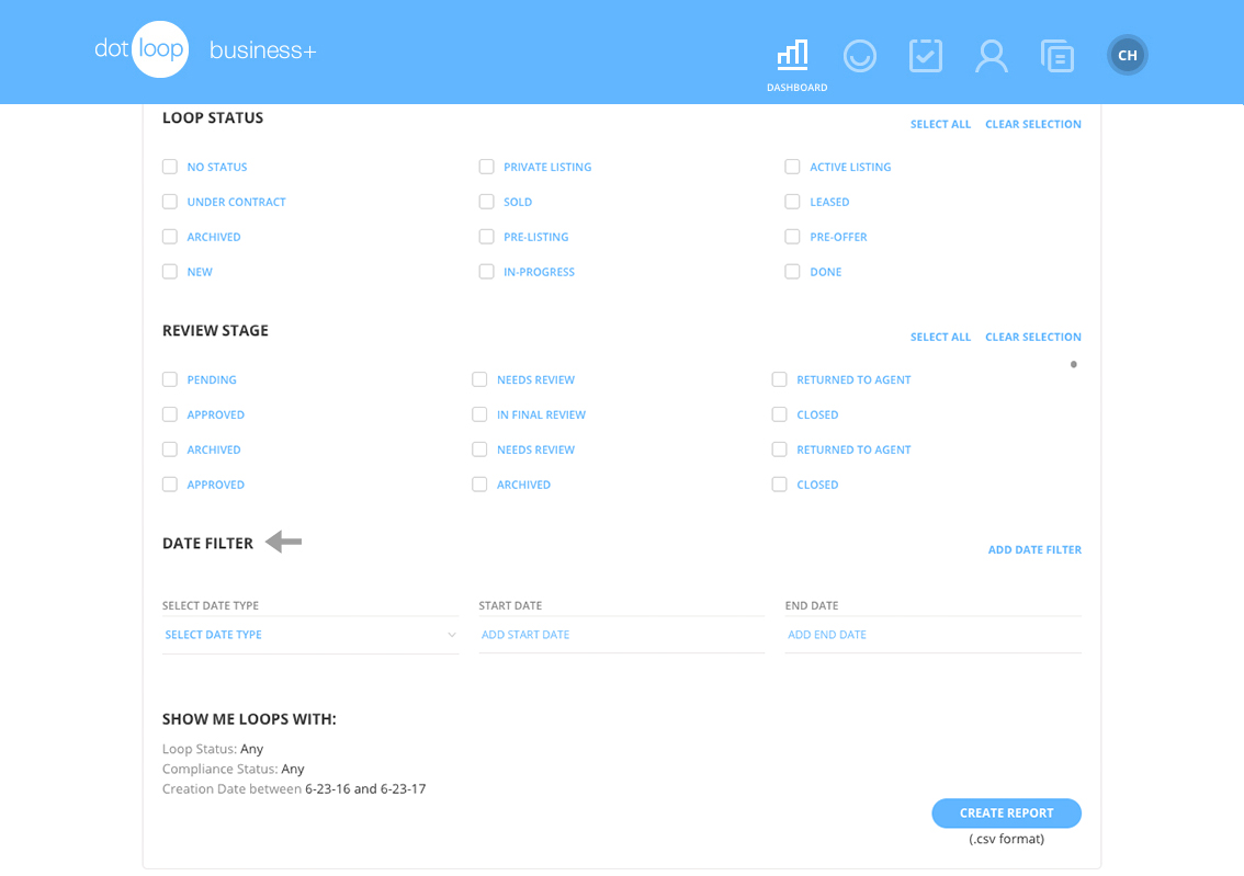 Select your date filters
