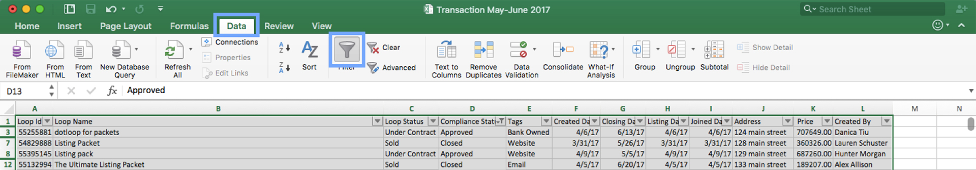 Deselect Filter on the Data tab
