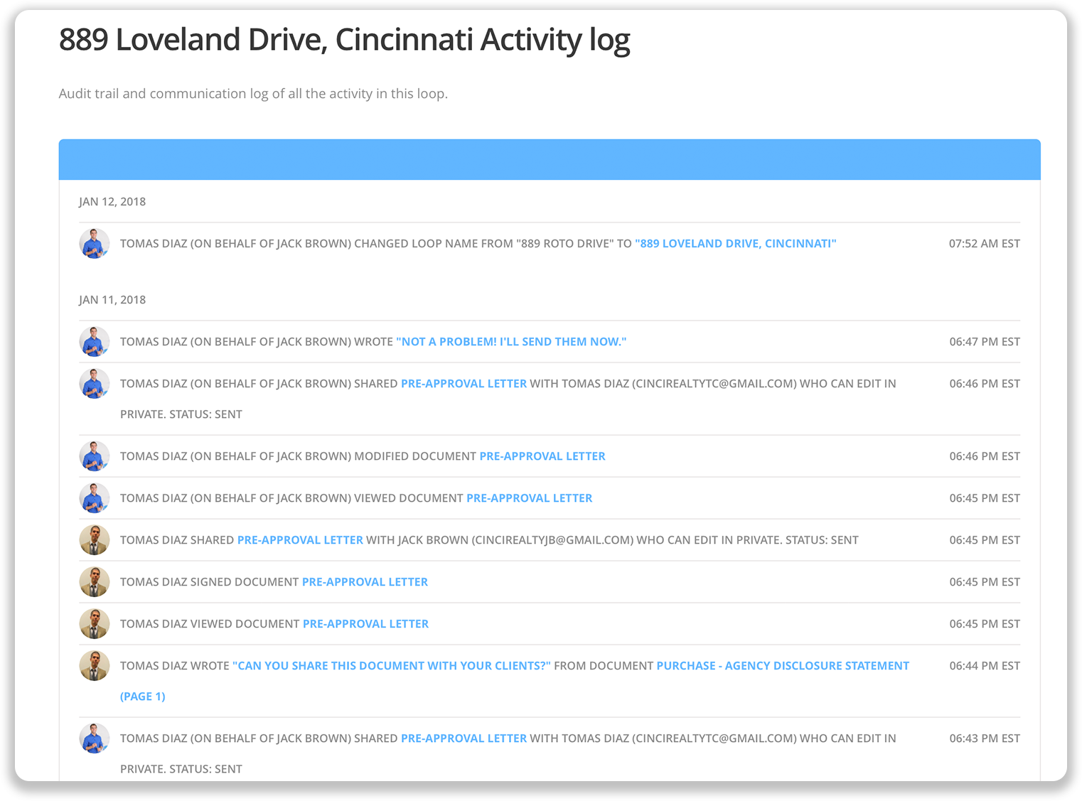 Real-time activity log for easy compliance