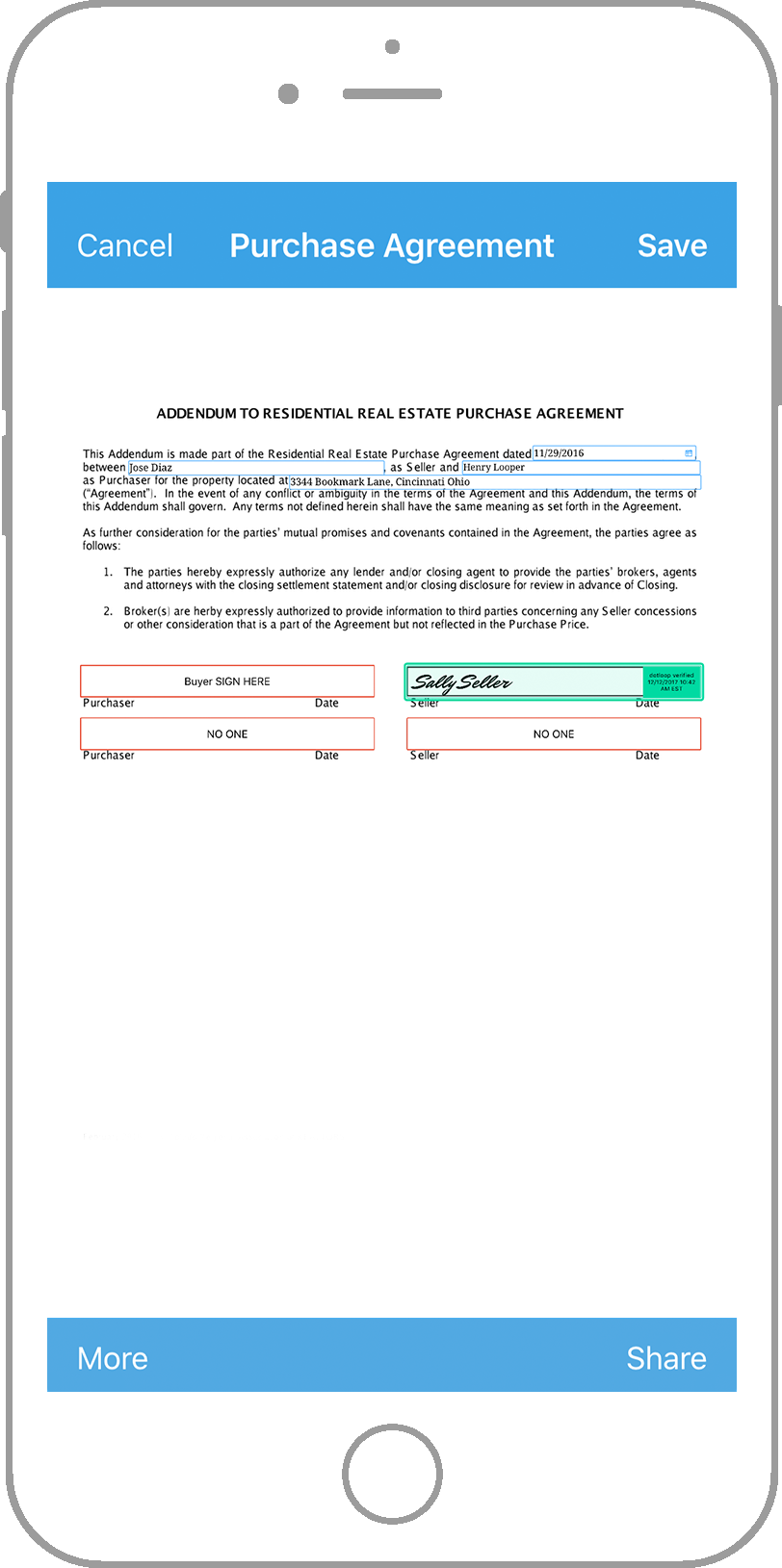 dotloop iOS App digital signing