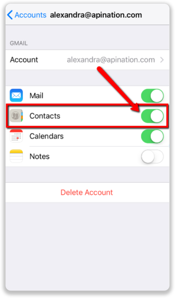 Enable contacts to sync