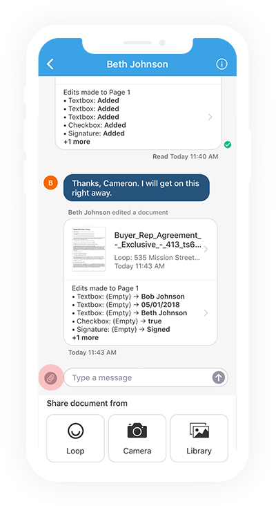 Add documents form messenger