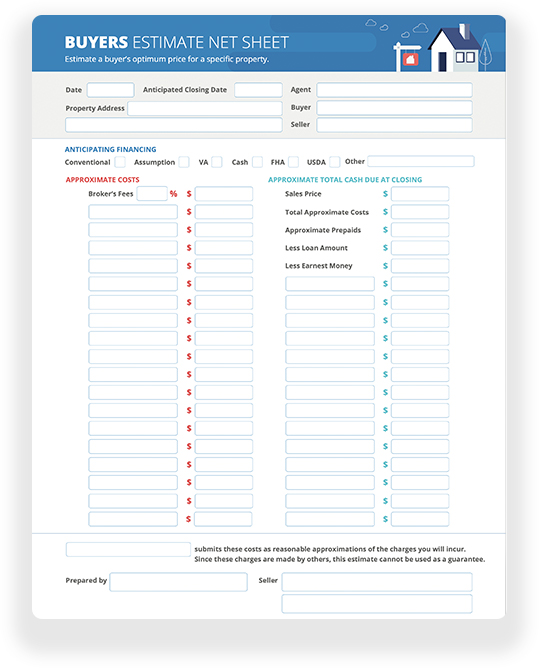 Buyer's Estimate Net Sheet