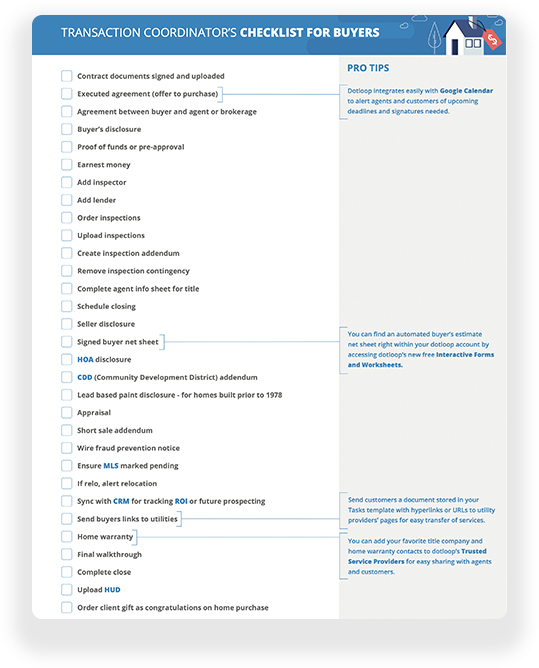 Transaction Coordinator Buying Checklist