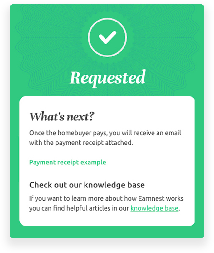 Complete earnest payment request in dotloop via the Earnnest app