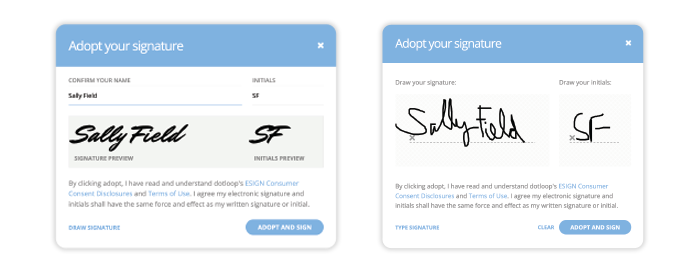 dotloop offers a few options for adopting eSignatures