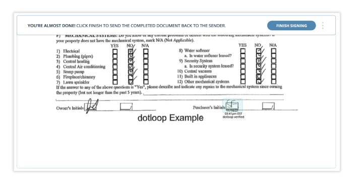 finish esigning your document in dotloop