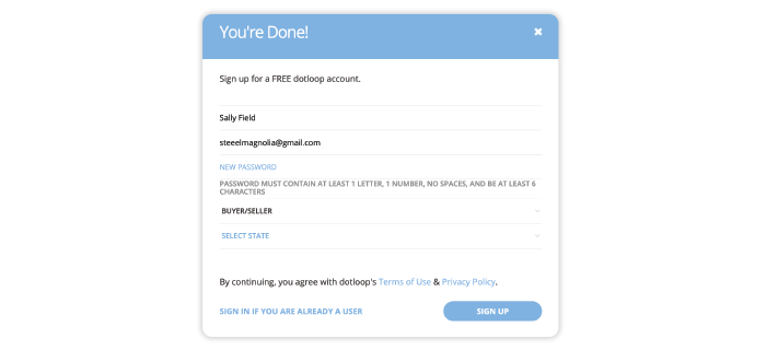 sign up for a dotloop account